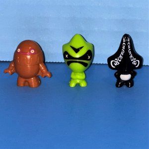 Gogos Crazy Bones Brown Egbot Light Green Rufus Black Hirchan 3 Mini Figures Lot